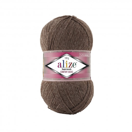 Alize Superwash Comfort Socks, коричневый меланж 240