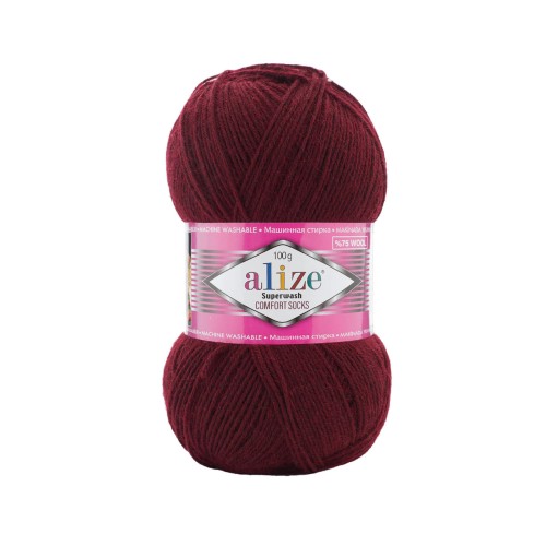 Alize Superwash Comfort Socks, бордовий 578