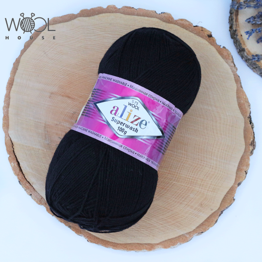 Alize Superwash Comfort Socks, чорний, 60