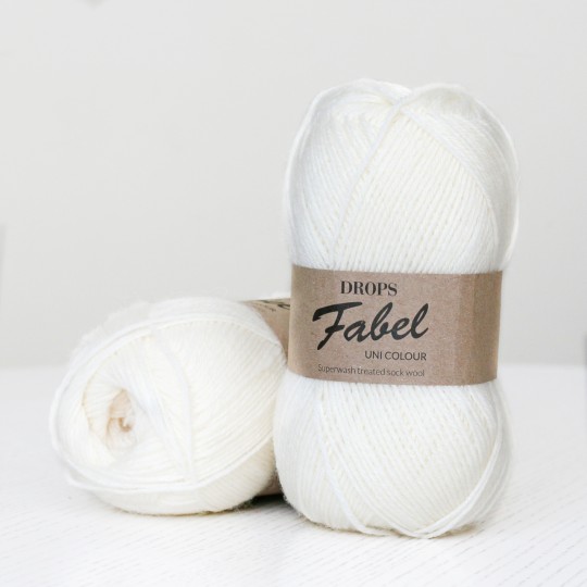 Drops Fabel - Uni print, 100 off white