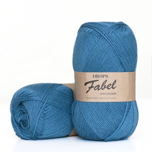 Drops Fabel - Uni print, 103 grey blue