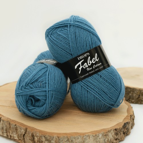 Drops Fabel - Uni print, 103 grey blue