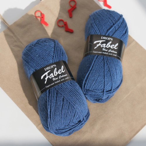 Drops Fabel - Uni print, 108 royal blue
