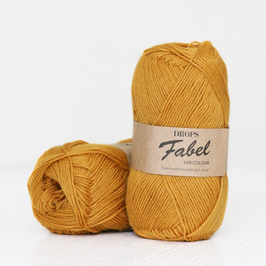 Drops Fabel - Uni print, 111 mustard