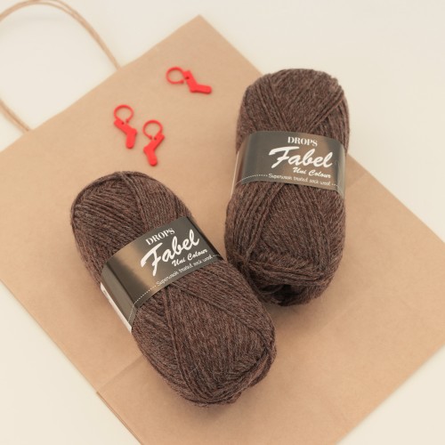 Drops Fabel - Uni print, 300 brown