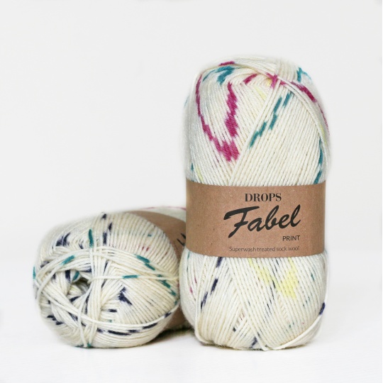 Drops Fabel, 925 - Print - Berry Cream