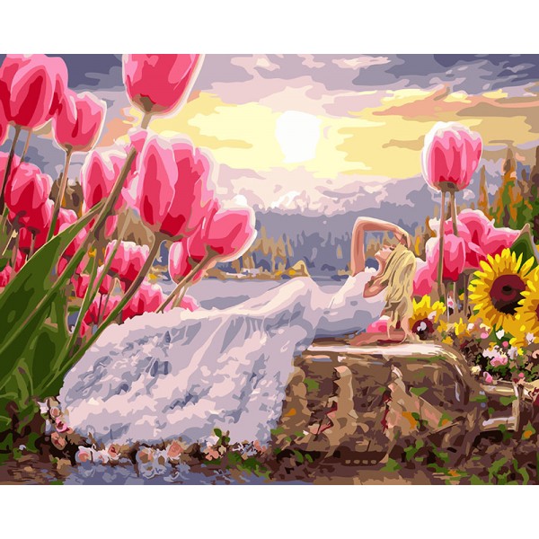 Картина за номерами Дюймовочка в білому BS24350