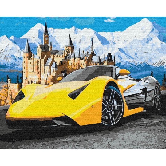 Картина за номерами Lamborghini біля замку