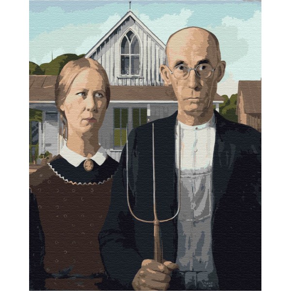 Картина за номерами «Американская готика», Грант Вуд BS36702