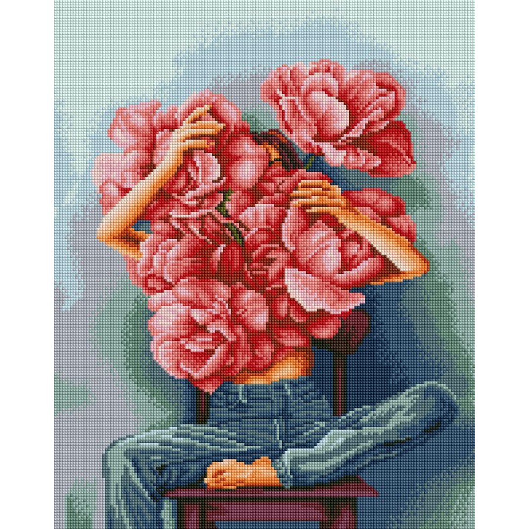 Алмазна мозаїка Півонії в обіймах ©Mykhailyshyna Daria DBS1073