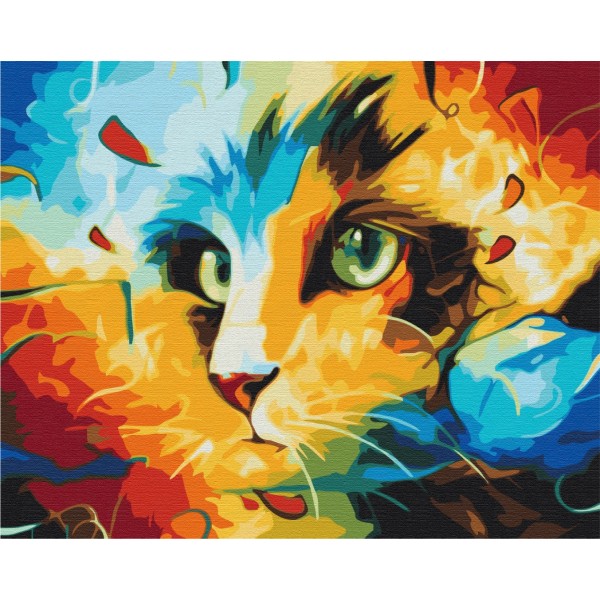 Картина за номерами Кіт у яскравих фарбах