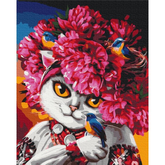 Премиум картина по номерам Цветущая кошка ©marysha_art
