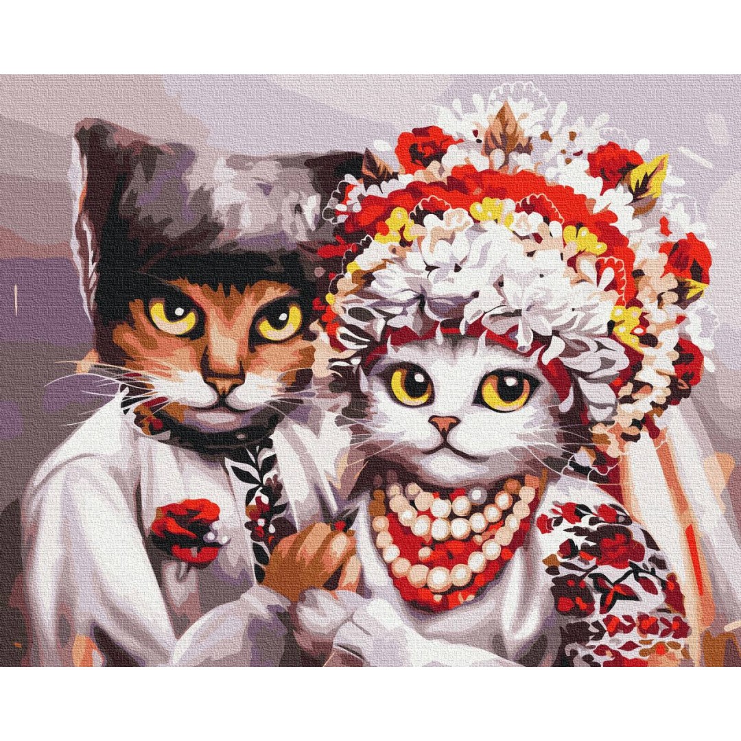 Картина по номерам Свадьба украинских котиков ©Марианна Пащук BS53340