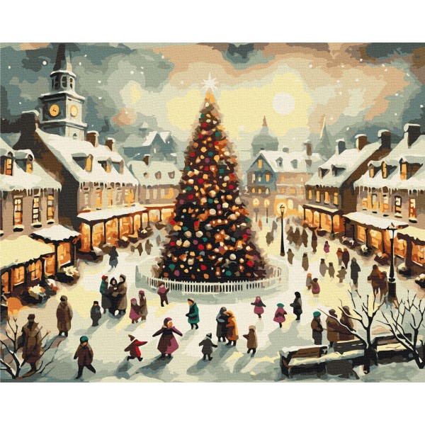 Картина за номерами Біля головної ялинки BS53845 Картина за номерами Біля головної ялинки BS53845