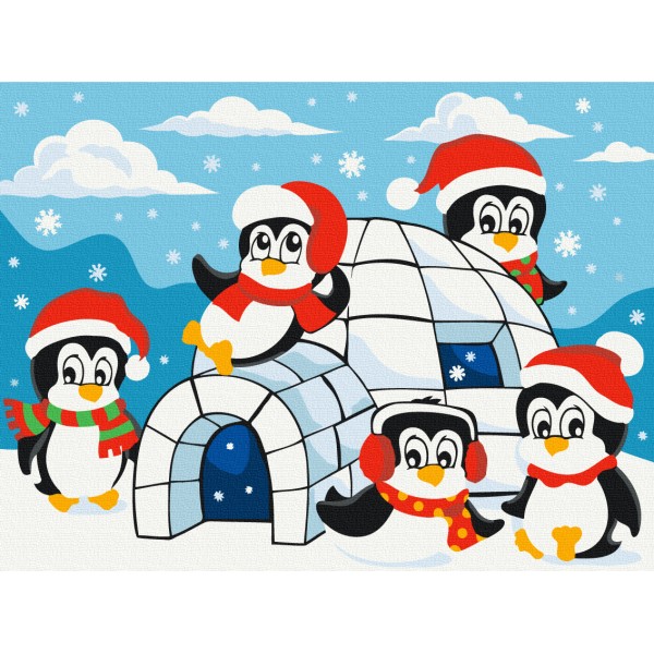 Картина за номерами Хатинка пінгвінів KBS0147