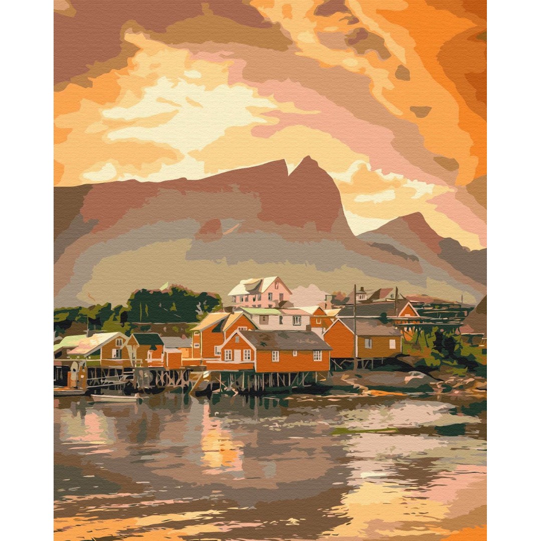 Картина за номерами Затишний захід в Норвегії BS52457L Картина за номерами Затишний захід в Норвегії BS52457L