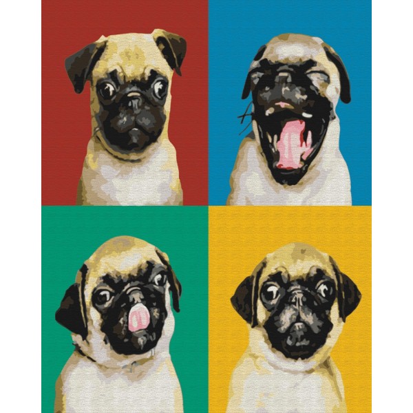 Картина за номерами Колаж із мопсом