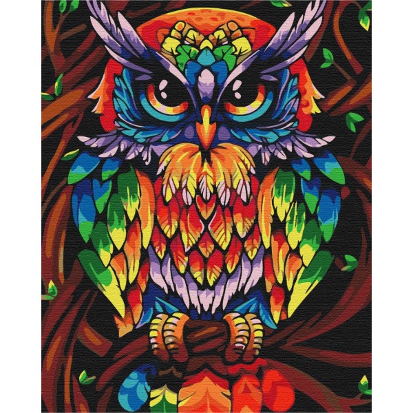 Картина по номерам Радужная мудрая сова BS52241