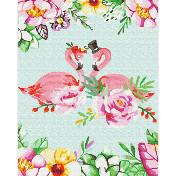 Картина за номерами Фламінго в квітковому арті BS66170