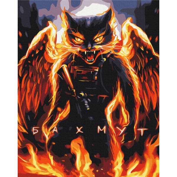 Картина за номерами Котик Незламний Бахмут ©Маріанна Пащук BS53700