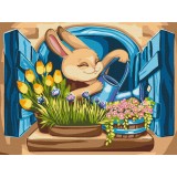 Картина за номерами Зайчик флорист © Лазаренко Олена KBS0139