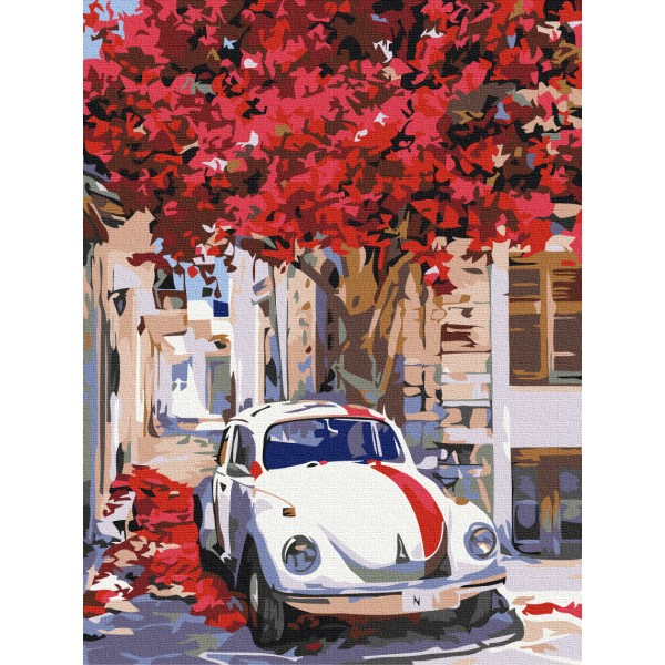 Картина за номерами Авто на квітучій вулиці RBS52310 Картина за номерами Авто на квітучій вулиці RBS52310