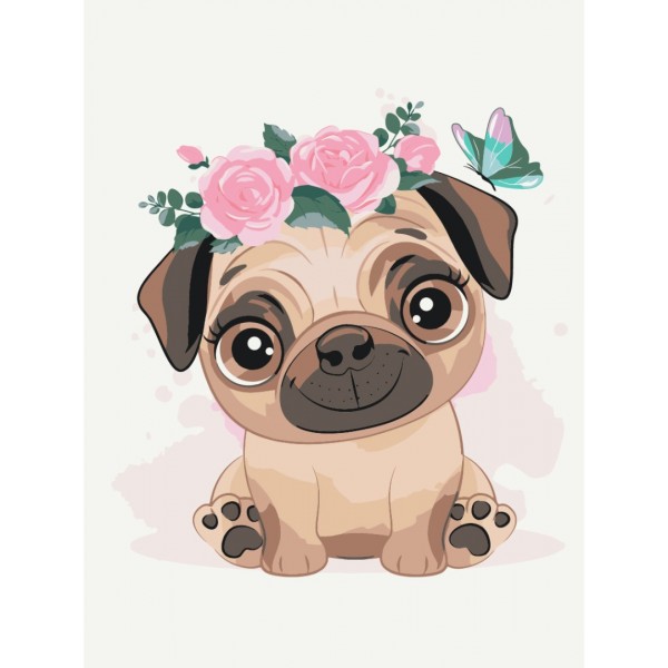 Картина по номерам Милый мопс KBS7106