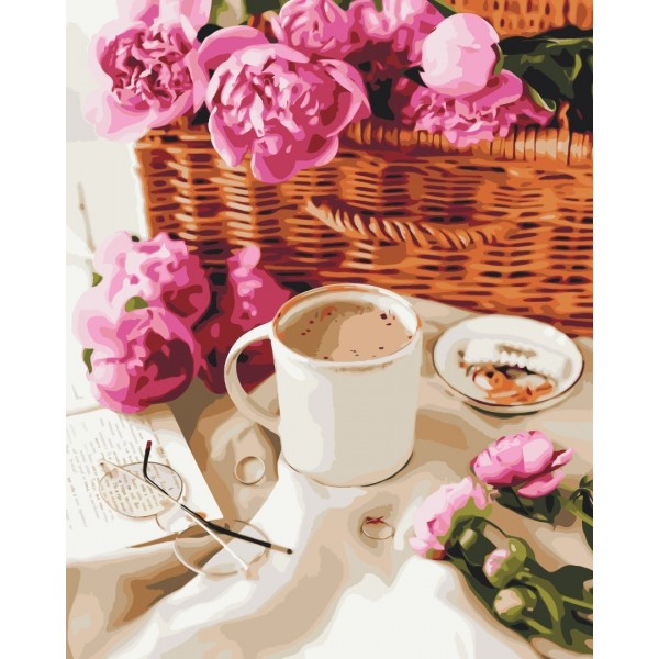 Картина за номерами Півонії у кошику