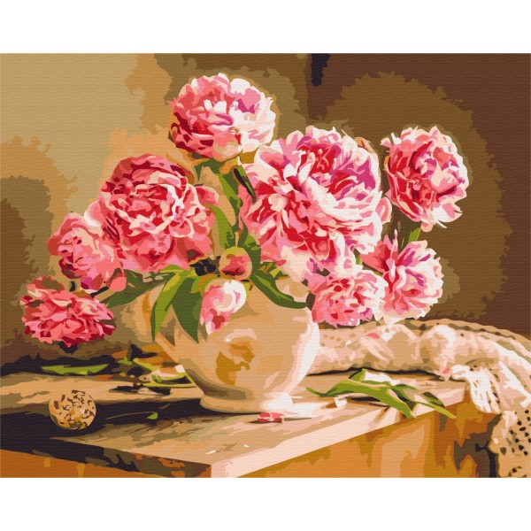 Картина за номерами Піони в затишному інтер'єрі PBS52704