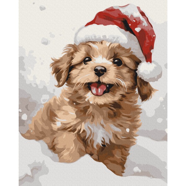 Картина за номерами Засніжене цуценя BS53838