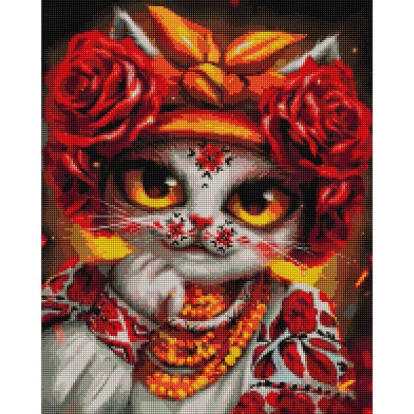 Алмазна мозаїка Кішка Троянда ©Маріанна Пащук DBS1084
