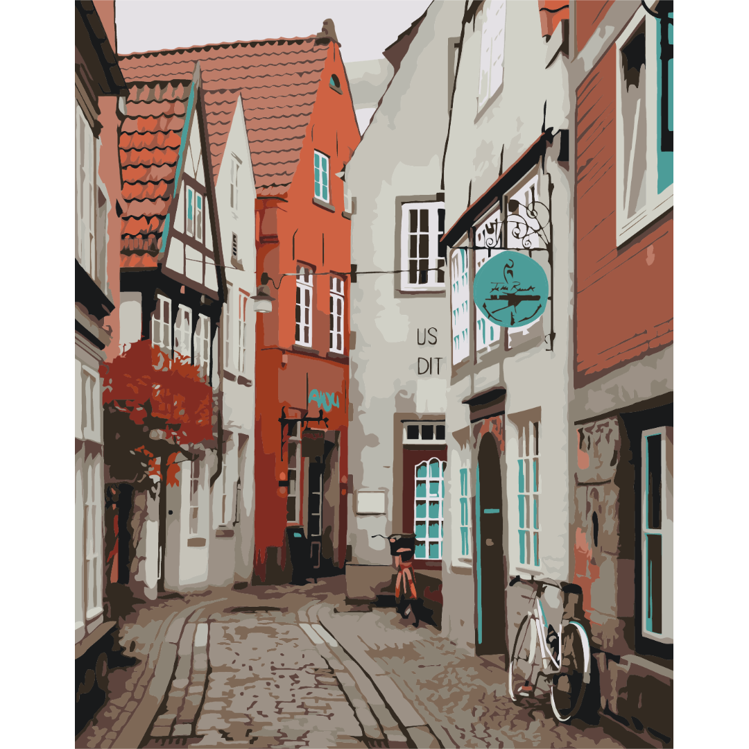 Картина за номерами Вуличками Бремена BS53286L Картина за номерами Вуличками Бремена BS53286L