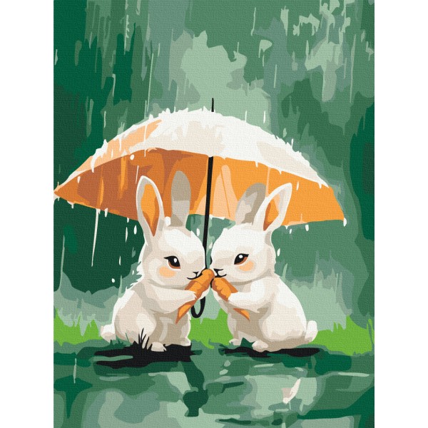 Два зайченя під парасолькою
