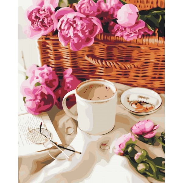 Картина за номерами Піони в корзинці BS51335