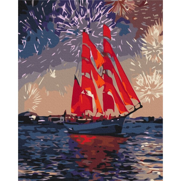 Картина за номерами Вітрильник під феєрверками BS51798