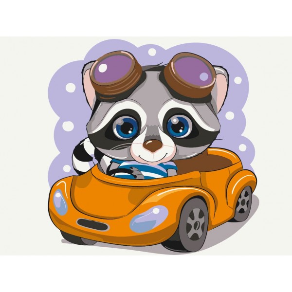 Картина по номерам Енотик на виражах KBS0072