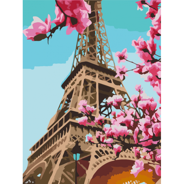 Картина за номерами Сакура в Парижі RBS52836