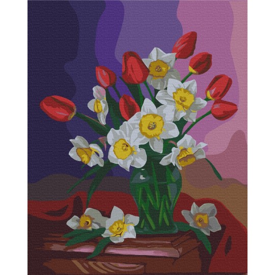 Картина за номерами Букет тюльпанів та нарцисів © Valentyna Ivanova BS53486