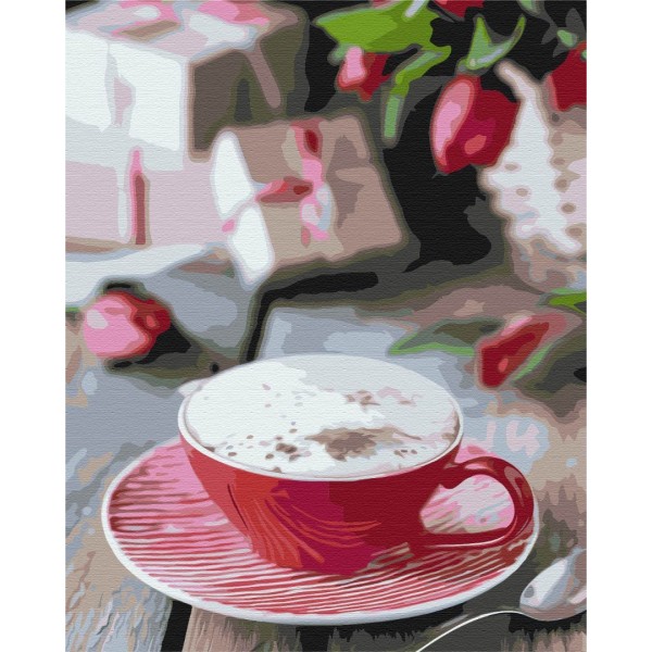 Преміум картина за номерами Чашка капучіно PBS38491 Преміум картина за номерами Чашка капучіно PBS38491