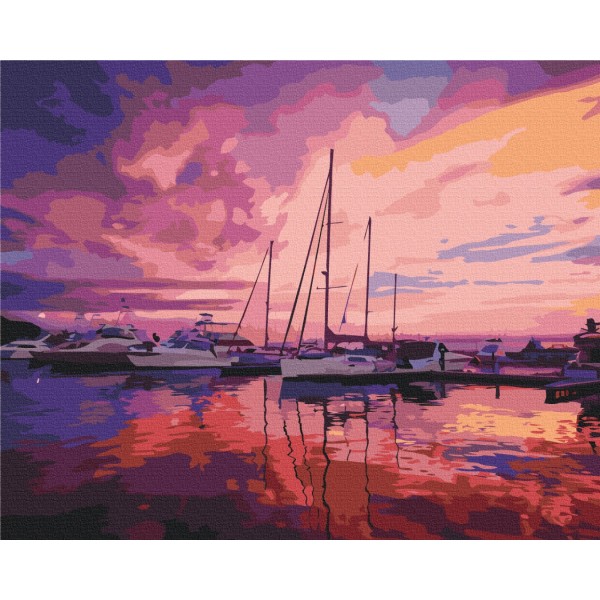 Картина по номерам Розовый рассвет в яхт-клубе BS52644 Картина по номерам Розовый рассвет в яхт-клубе BS52644