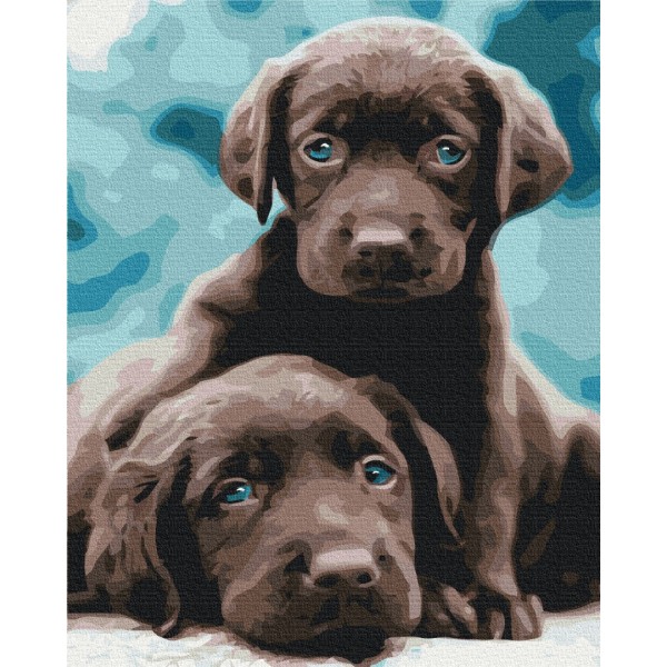 Картина за номерами Блакитноокі цуценята BS53222