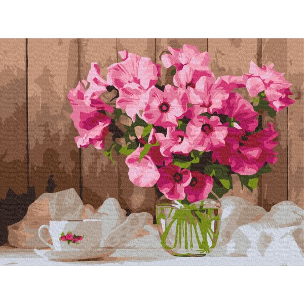Картина за номерами Рожеві петунії на столі RBS52768