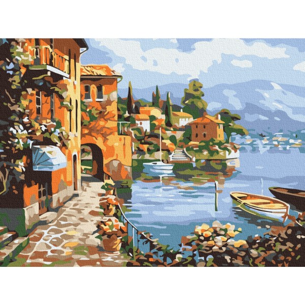 Картина за номерами Затишне приморська містечко RBS6917