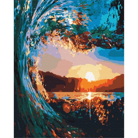 Картина за номерами Захід сонця крізь хвилі BS31439