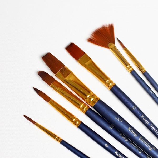 Набор профессиональных нейлоновых кисточек 7 шт. (голубые с позолотой) - BR770