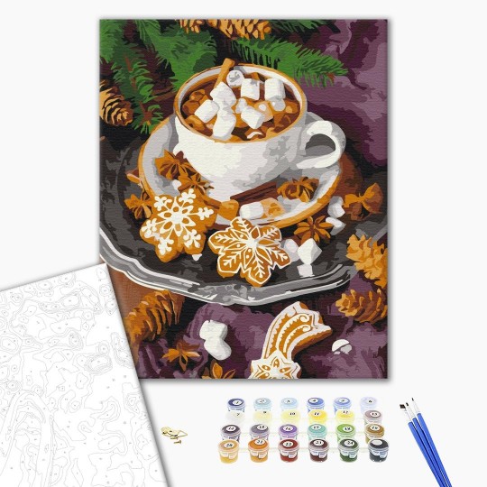 Картина по номерам Пряное какао со снежком