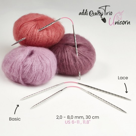 Спиці шкарпеткові Addi CraSy Trio Unicorn, 30 см