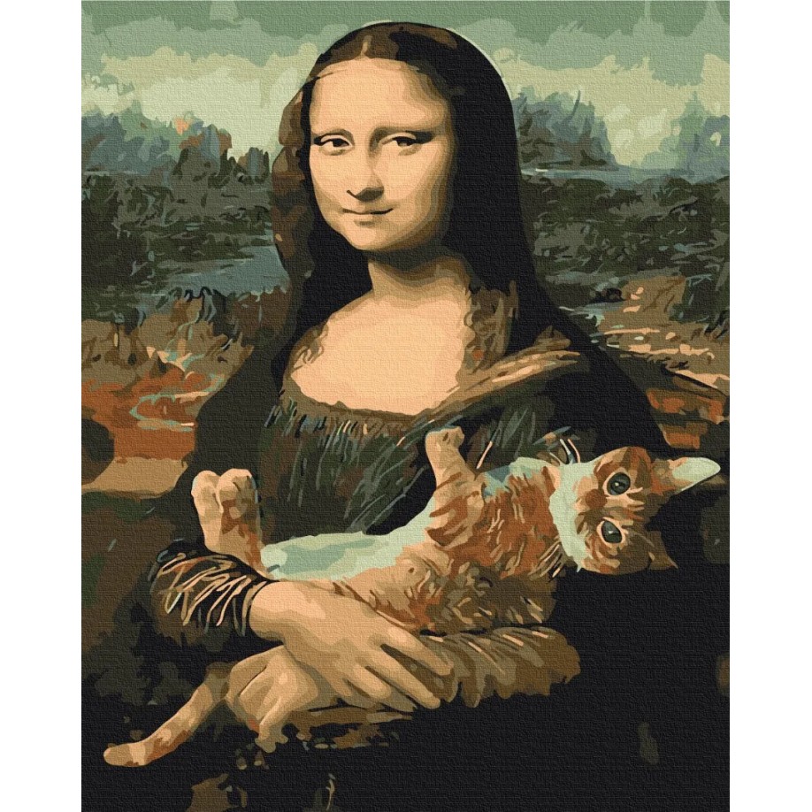 Картина по номерам «Мона Лиза с котом» BS29098 40×50 см