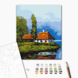 Картина за номерами - Хатинка біля озера