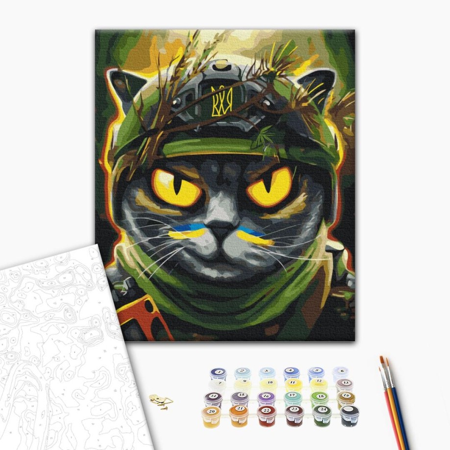 Картина по номерам - Котик разведчик ©Марианна Пащук